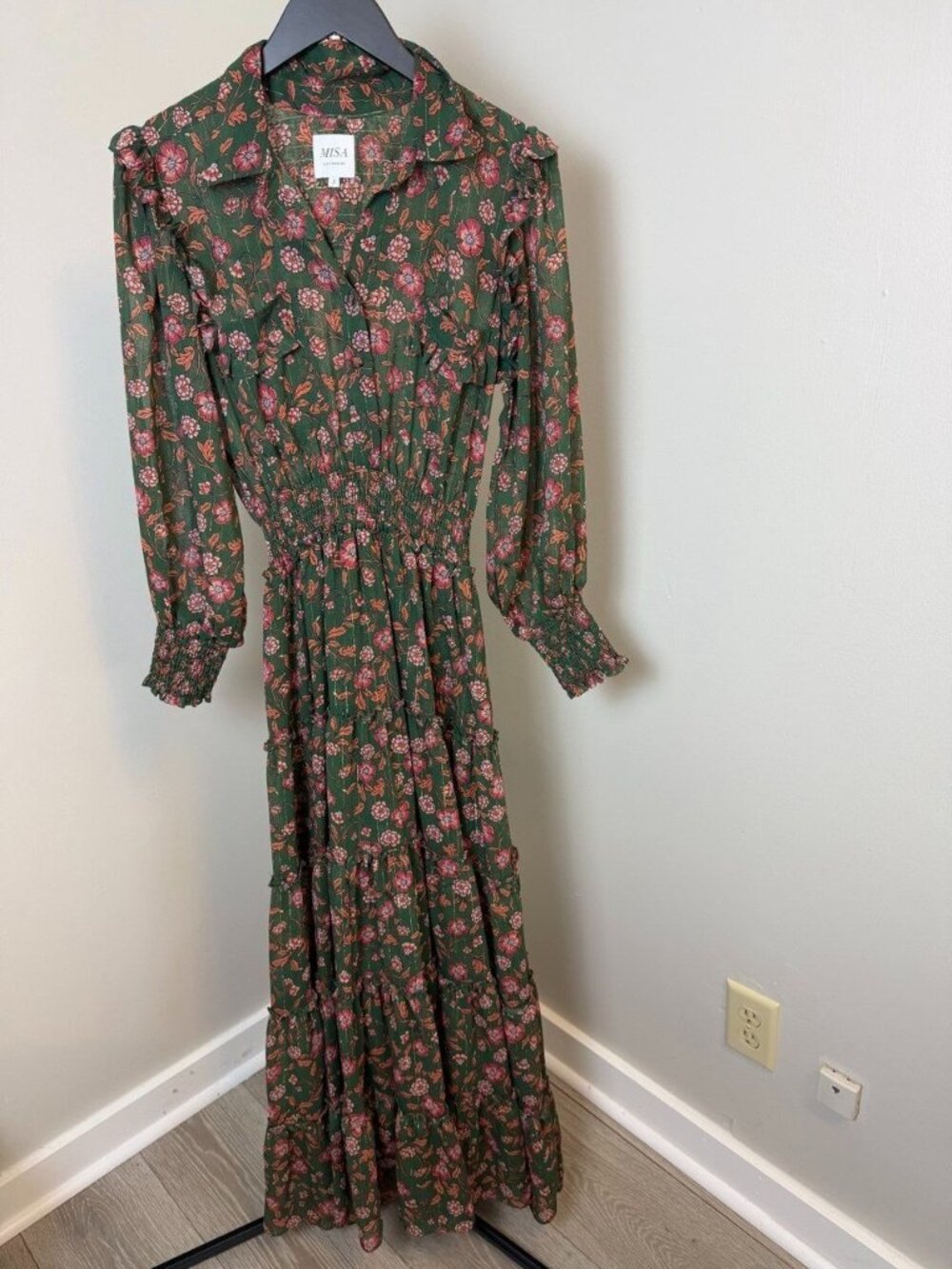 Misa Los Angeles Jessa Floral Print Evergreen Bloom Midi Dress Women’s Small
